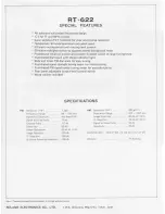 Предварительный просмотр 2 страницы Rotel RT-622 Specification Sheet