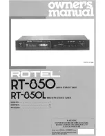 Предварительный просмотр 1 страницы Rotel RT-850 Owner'S Manual