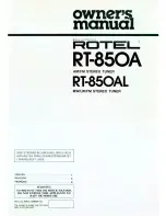 Rotel rt-850a Owner'S Manual preview