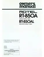 Rotel RT-85OA Owner'S Manual preview