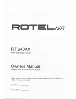 Rotel RT 940AX Owner'S Manual preview