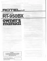 Preview for 1 page of Rotel RT-950BX Owner'S Manual