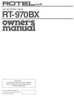 Rotel RT-970BX Owner'S Manual preview