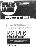 Rotel RX-1203 Owner'S Manual preview