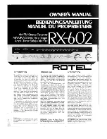 Rotel rx-602 Owner'S Manual preview