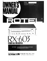 Preview for 1 page of Rotel RX-603 Owner'S Manual