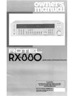 Rotel RX-880 Owner'S Manual preview