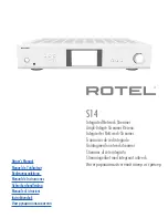 Preview for 1 page of Rotel S14 Owner'S Manual