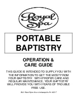 Royal Spa PORTABLE BAPTISTRY Operation & Care Manual preview