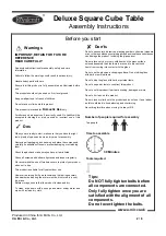 Preview for 2 page of Royalcraft Deluxe Square Cube Table Assembly Instructions Manual