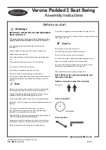 Preview for 2 page of Royalcraft Verona Padded 3 Seat Swing Assembly Instructions Manual