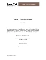 Preview for 1 page of RoyalTek MEB-1315 User Manual