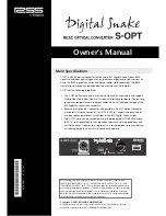 Preview for 1 page of RSS S-OPT Owner'S Manual