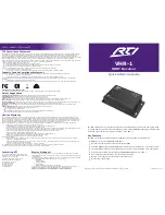 Предварительный просмотр 1 страницы RTI VHR-1 Quick Reference Manual