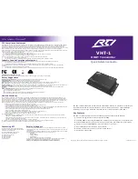 RTI VHT-1 Quick Reference Manual preview