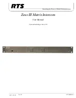 Предварительный просмотр 1 страницы RTS Zeus III User Manual