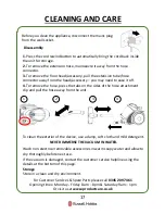 Preview for 17 page of Russell Hobbs RHCV20AS01 Manual