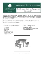 Preview for 1 page of Rutland County Garden Furniture Barrow Picnic Table and Bench Set Assembly Instructions