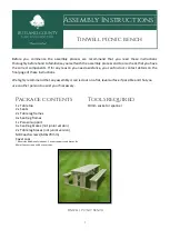 Preview for 1 page of Rutland County Tinwell picnic bench Assembly Instructions Manual