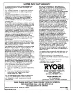 Предварительный просмотр 26 страницы Ryobi 1079R Operator'S Manual