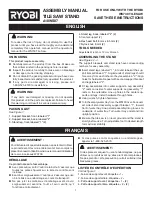 Preview for 1 page of Ryobi A18WS07 Assembly Manual