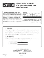 Preview for 52 page of Ryobi BT3100-1 Operator'S Manual