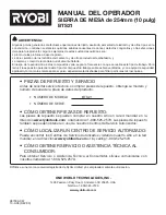 Предварительный просмотр 44 страницы Ryobi BTS21 (Spanish) Manual Del Operador