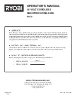 Preview for 16 page of Ryobi CRS180L Operator'S Manual