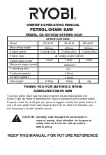 Preview for 1 page of Ryobi CS-4016 Owner'S Operating Manual