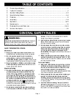 Preview for 2 page of Ryobi CSB1308 Operator'S Manual