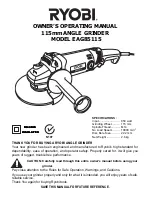 Preview for 1 page of Ryobi EAG85115 Owner'S Operating Manual