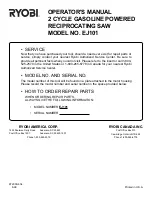 Preview for 20 page of Ryobi EJ101 Operator'S Manual