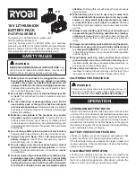 Preview for 1 page of Ryobi P108 SERIES Operator'S Manual