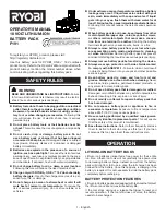 Preview for 1 page of Ryobi P191 Operator'S Manual
