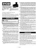 Предварительный просмотр 1 страницы Ryobi P191 Operator'S Manual