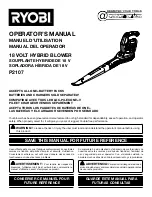 Предварительный просмотр 1 страницы Ryobi P2107 Operator'S Manual