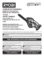 Preview for 1 page of Ryobi P2605 Operator'S Manual