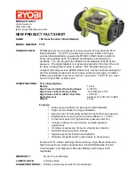 Ryobi P731 Product Fact Sheet предпросмотр