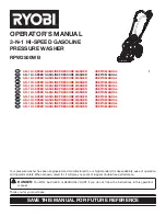 Предварительный просмотр 1 страницы Ryobi RPW2500WB Operator'S Manual