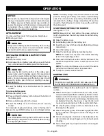 Preview for 14 page of Ryobi RY401011 Operator'S Manual