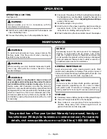 Preview for 12 page of Ryobi RY404010 Operator'S Manual