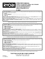 Preview for 1 page of Ryobi RY40805 Operator'S Manual