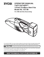 Preview for 1 page of Ryobi TUFF SUCKER VC180 Operator'S Manual