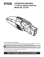 Preview for 1 page of Ryobi VC722 Operator'S Manual