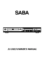 Preview for 1 page of Saba 31-5023 Owner'S Manual