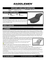 Saddlemen 882-09 User'S Manual & Installation Instructions preview