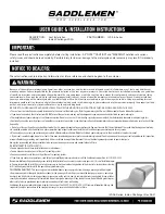 Preview for 1 page of Saddlemen I20-06- Series User'S Manual & Installation Instructions