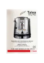 Saeco Talea Ring plus Operation And Maintenance Manual preview