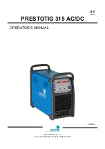 Preview for 2 page of Saf-Fro PRESTOTIG 315 AC/DC Operator'S Manual