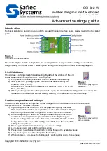 Предварительный просмотр 1 страницы Saflec Systems SSI-302-W Settings Manual